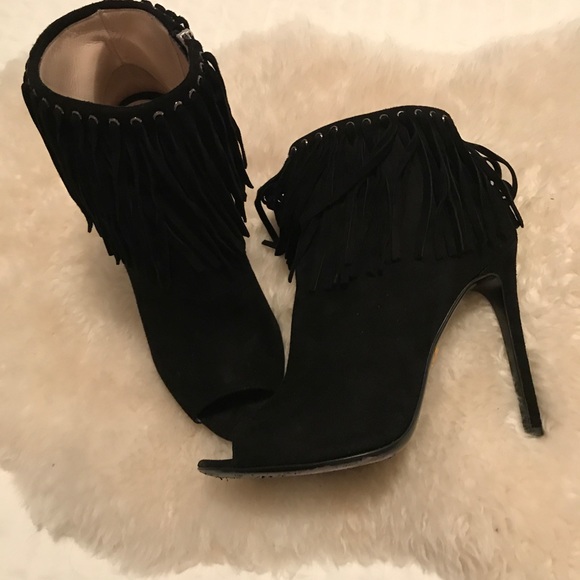 Prada Black Suede Fringe Booties - Picture 3 of 8